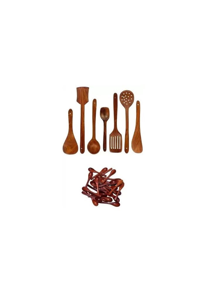 Decorasia Wooden Ladle Set | Handcrafted Natural Wood Cooking Utensils | Heat-Resistant & Non-Stick Safe